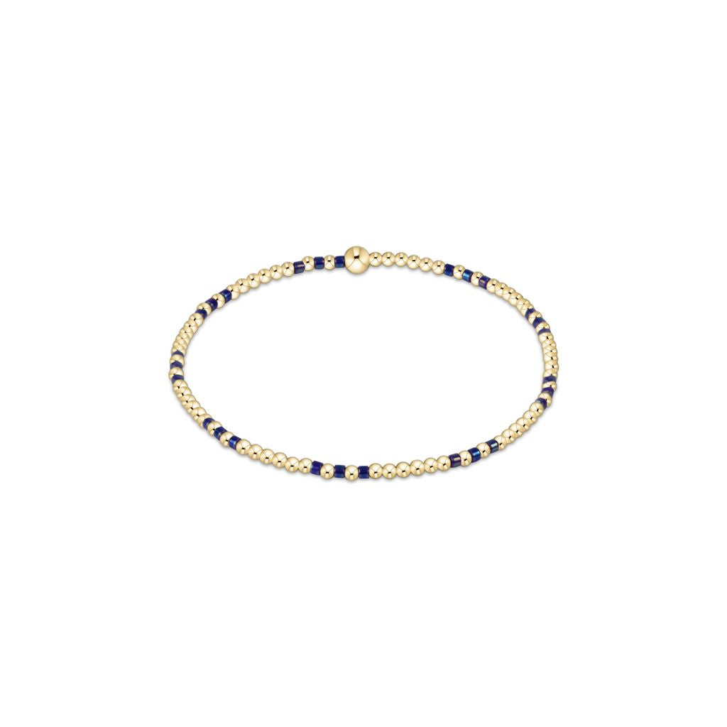 BLUE METALLIC HOPE JOY PATTERN 2MM BEAD BRACELET