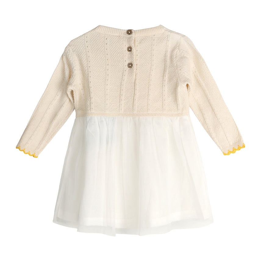 LEMON EMBROIDERED CABLE KNIT TUTU DRESS