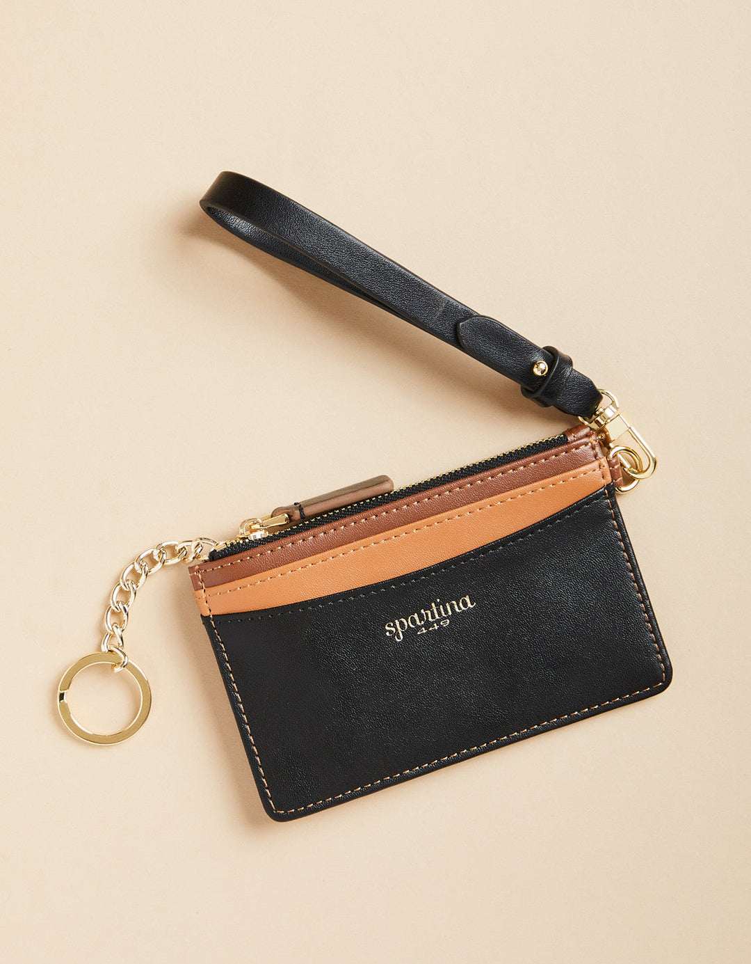BLACK BROWN COLORBLOCK SLIM CARD COINPURSE