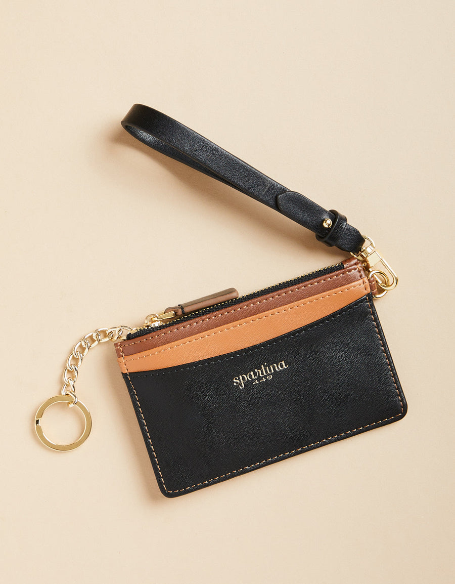 BLACK BROWN COLORBLOCK SLIM CARD COINPURSE