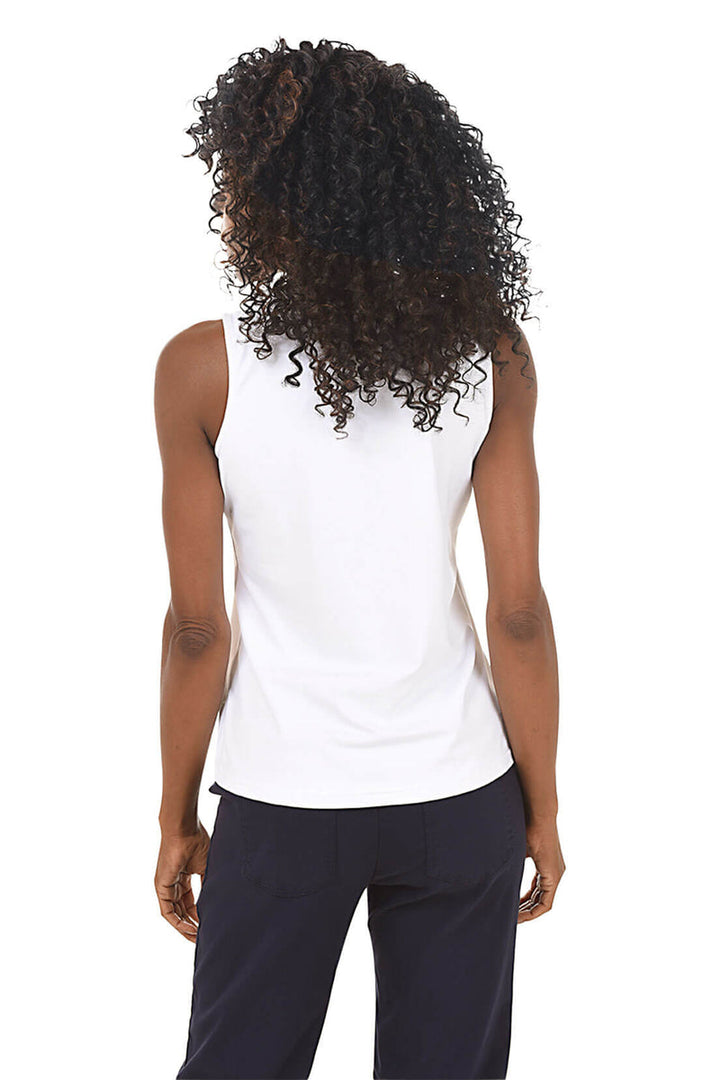 Gretchen White Solid Ruffle V-Neck Top