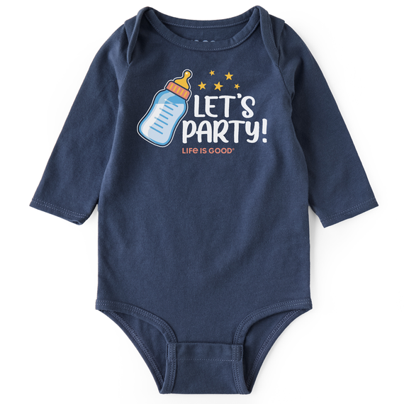LET'S PARTY MILK BOTTLE LONG SLEEVE ONESIE