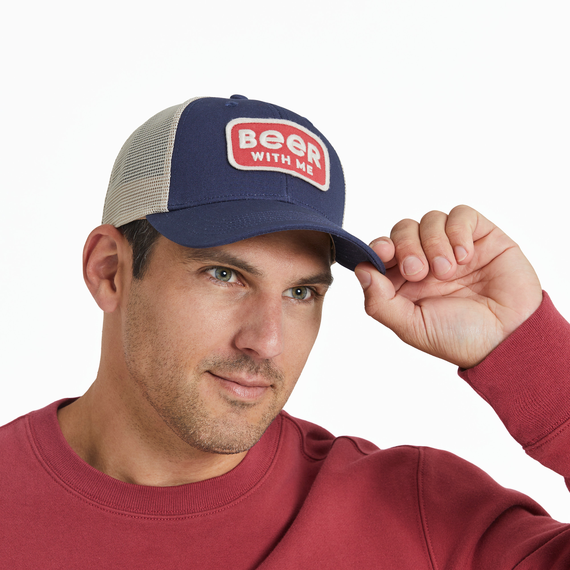 BEER WITH ME PATCH TRUCKER HAT