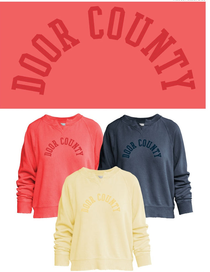 NAVY DOOR COUNTY SPLIT CREW SWEATSHIRT