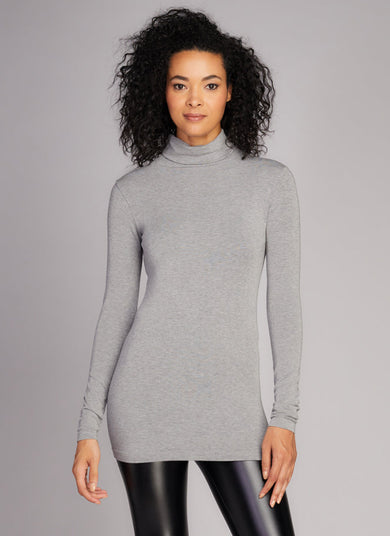 HEATHER SILVER BAMBOO TURTLENECK