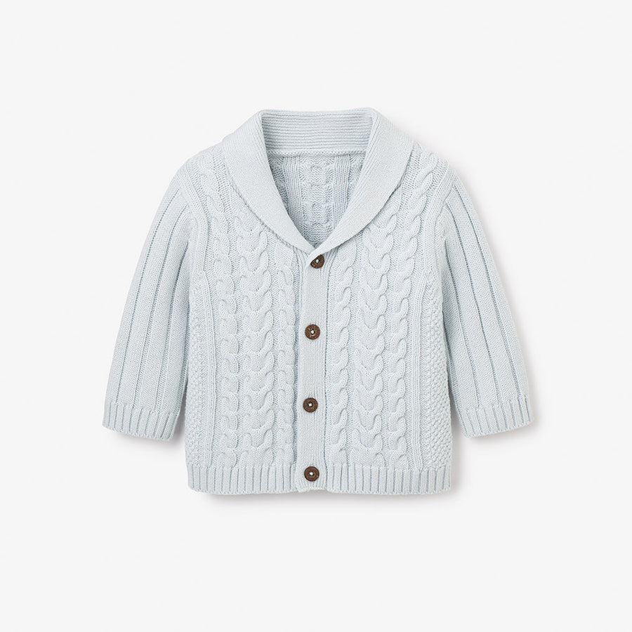 PALE BLUE CABLE KNIT CARDIGAN