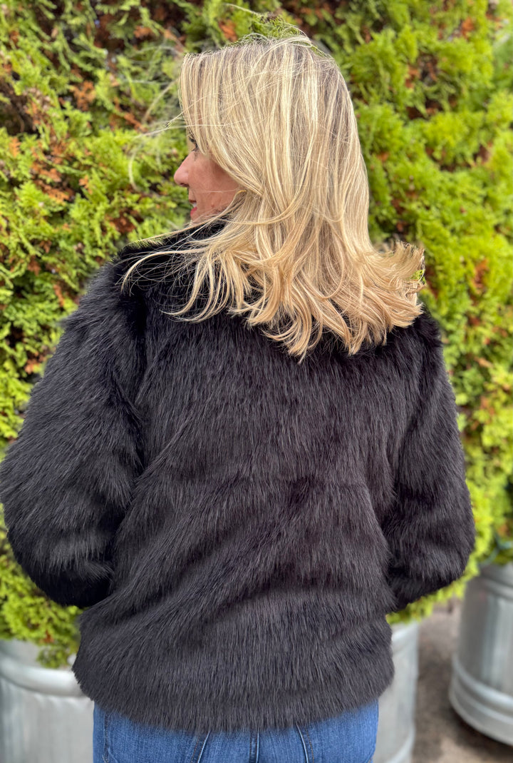 BLACK  NOVA FAUX FUR SHORT JACKET