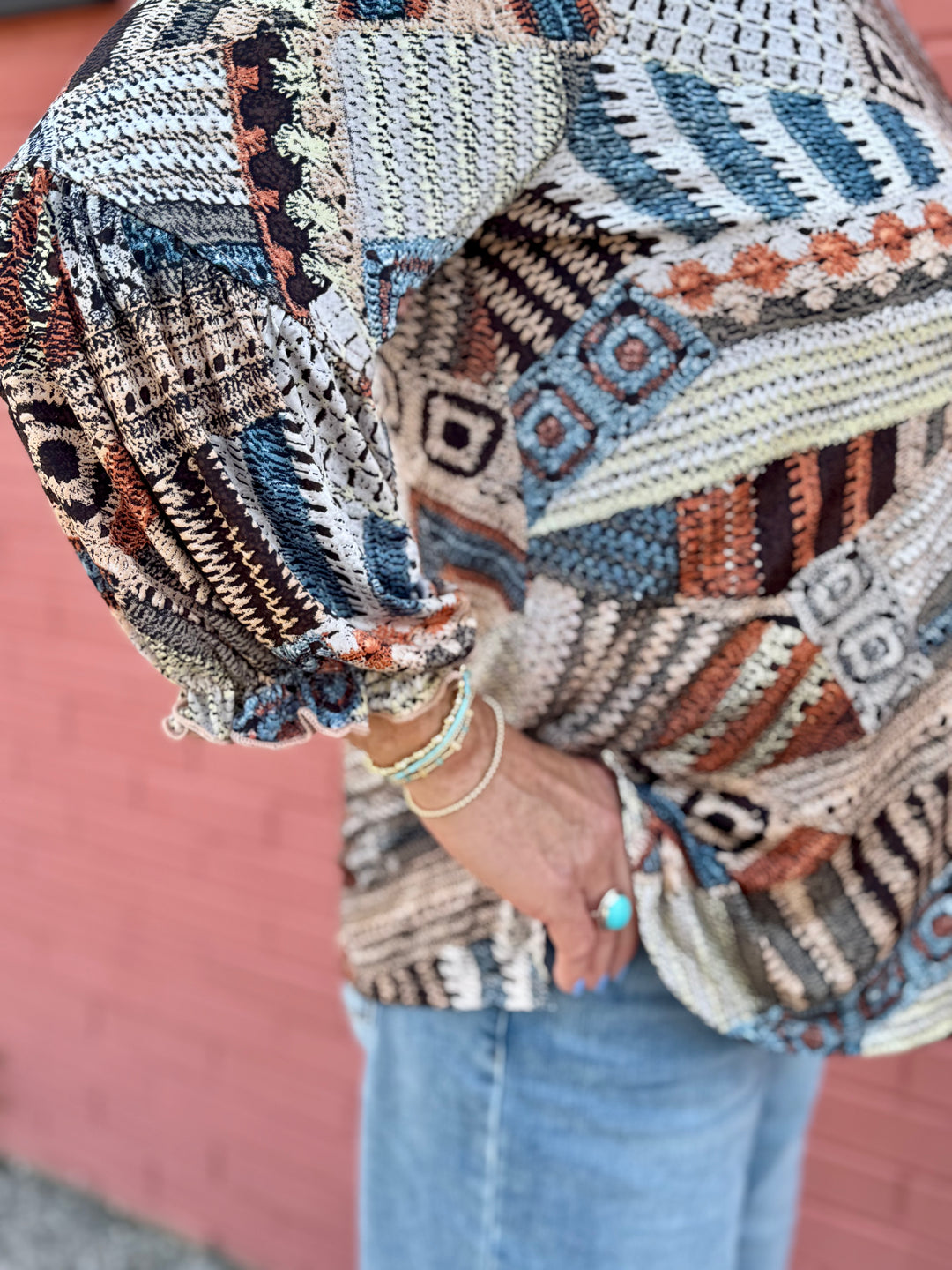 MAPLE BLUE PRINT KNIT TOP