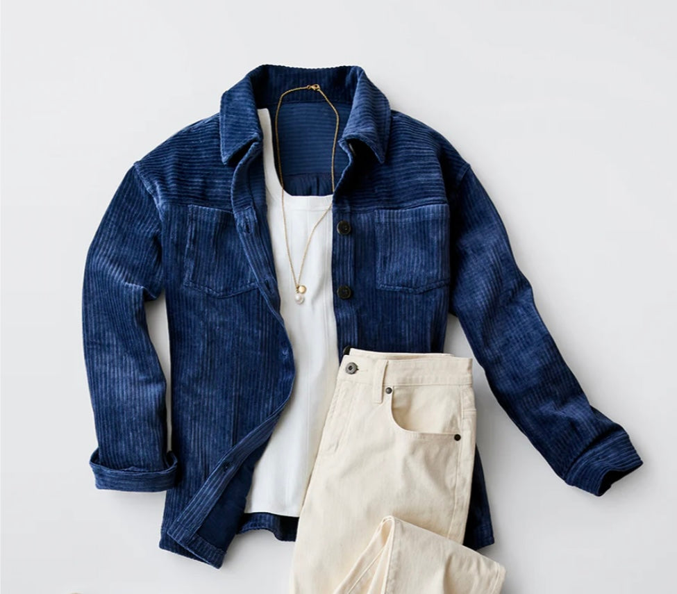 HUDSON NAVY STRETCH CORD SHACKET