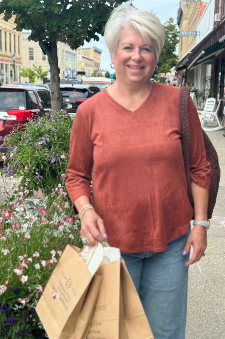 TILLY PAPRIKA 3/4 SLEEVE TOP