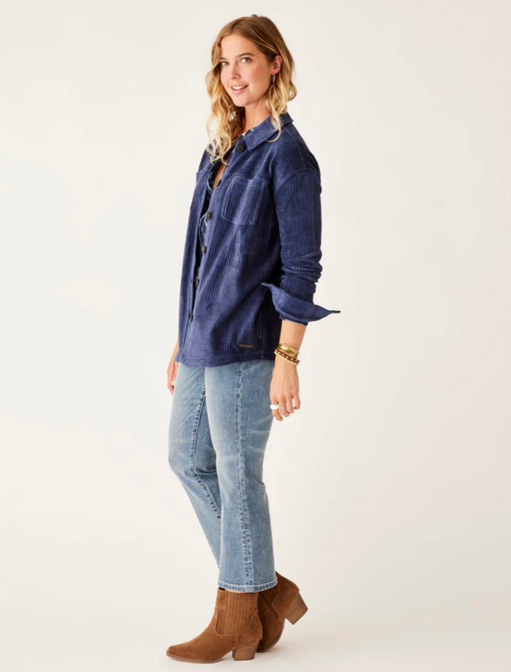 HUDSON NAVY STRETCH CORD SHACKET