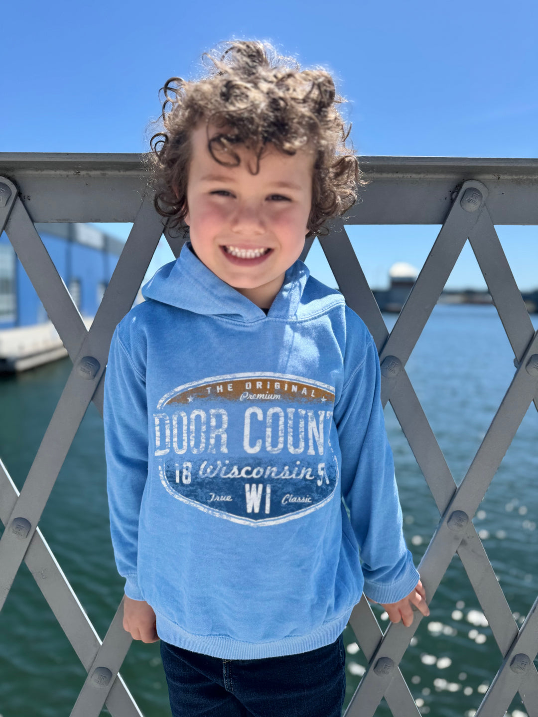 YOUTH DOOR COUNTY CORNFLOWER BLUE OUTFIELD HOODIE
