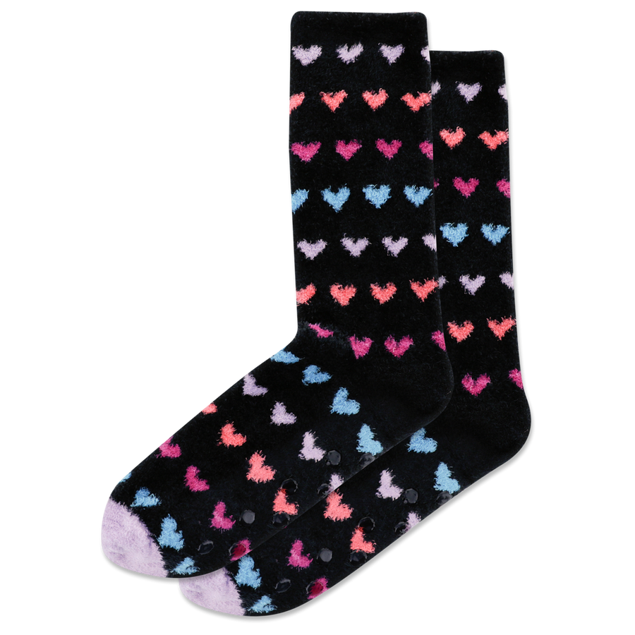 HEARTS IN A ROW FUZZY SOCKS