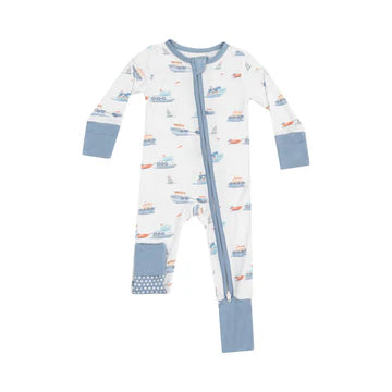 BUBBLY TUGBOATS 2 WAY ZIPPER ROMPER