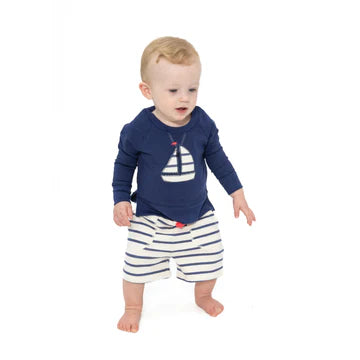 SAILBOAT FRENCH TERRY RAGLAN SWEATSHIRT & SHORT SET