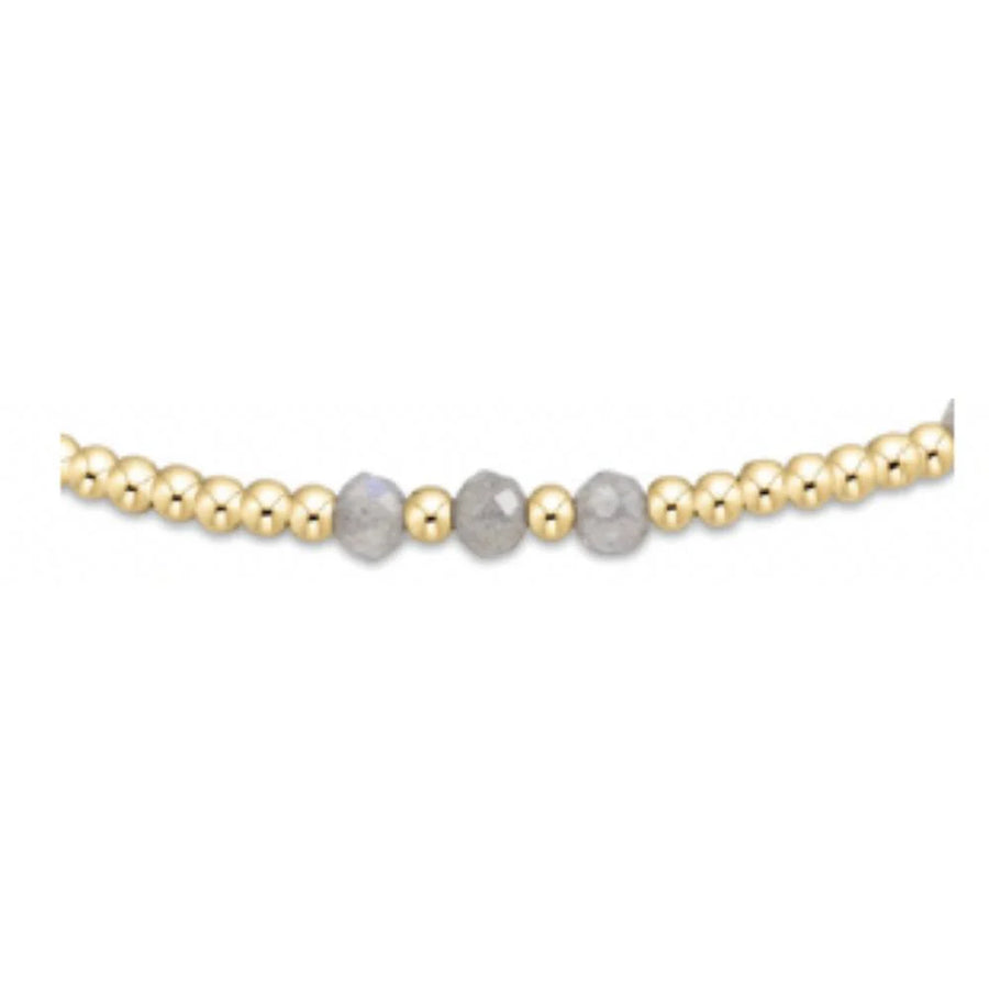 LABRADORITE GEMSTONE GOLD JOY PATTERN 3MM BEAD BRACELET