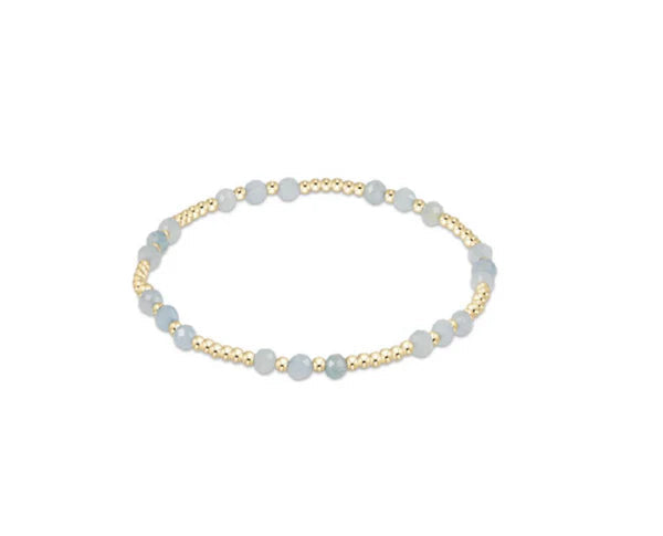 AQUAMARINE GEMSTONE JOY GOLD PATTERN 3MM BEAD BRACELET