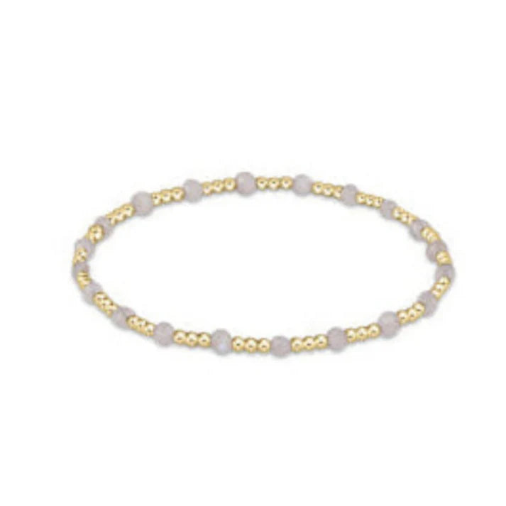 MOONSTONE GEMSTONE GOLD SINCERITY PATTERN 3MM BEAD BRACELET