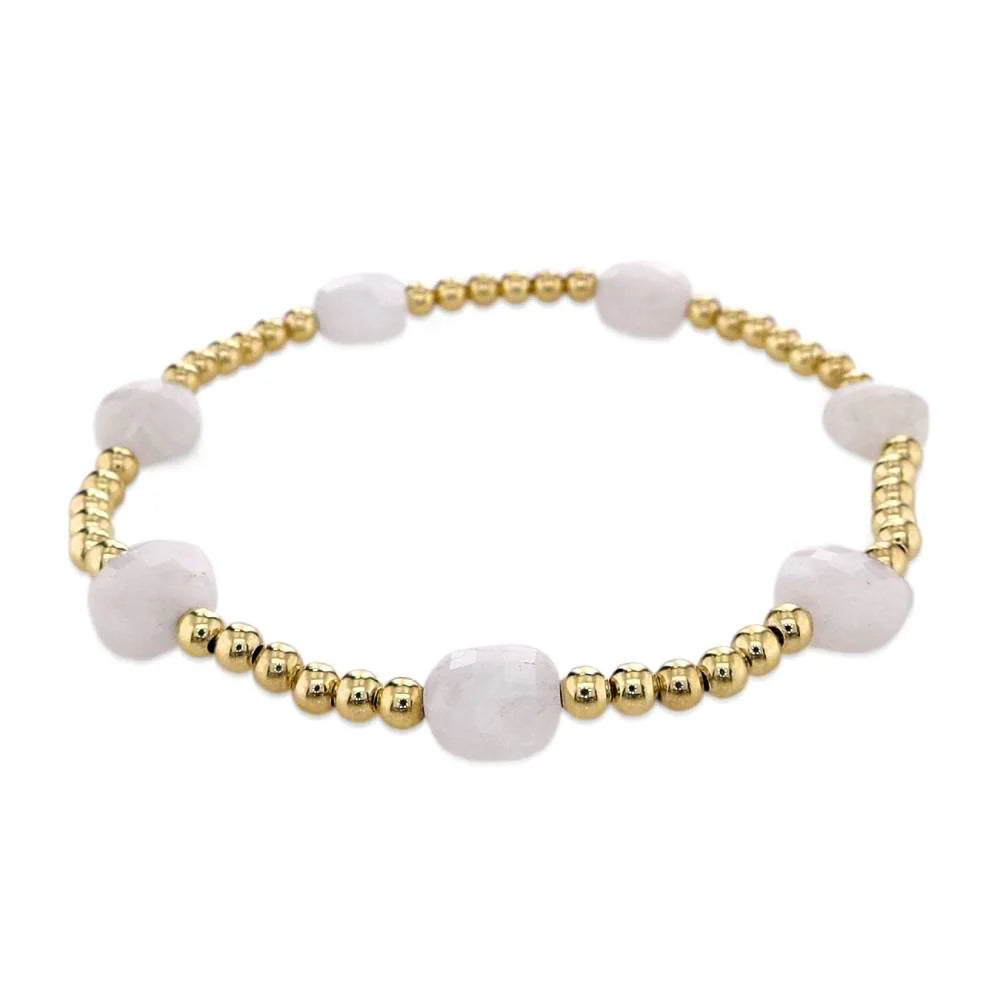 MOONSTONE ADMIRE GOLD 3MM BEAD BRACELET
