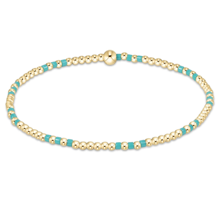 TURQUOISE HOPE JOY PATTERN 2MM BEAD BRACELET