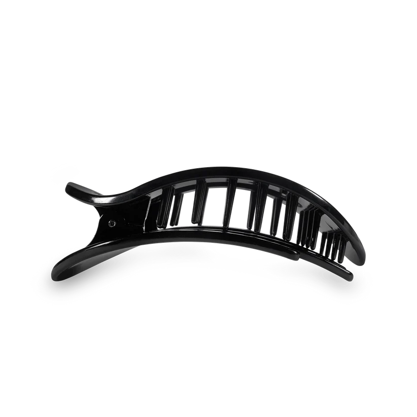 JET BLACK MEDIUM ROUND FLAT HAIR CLIP