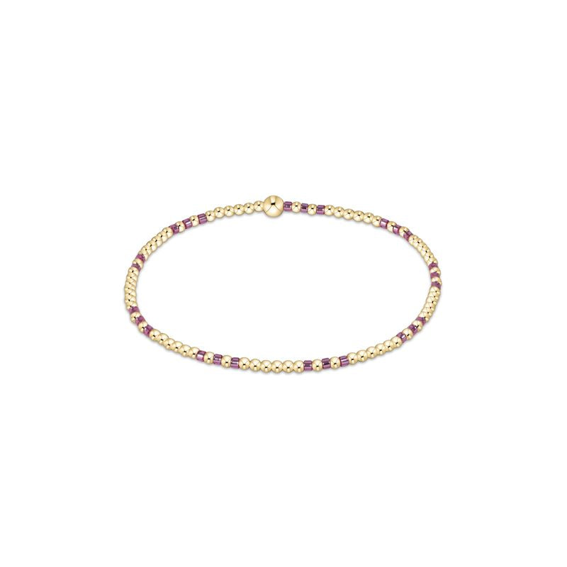 PINK METALLIC HOPE JOY PATTERN 2MM BEAD BRACELET