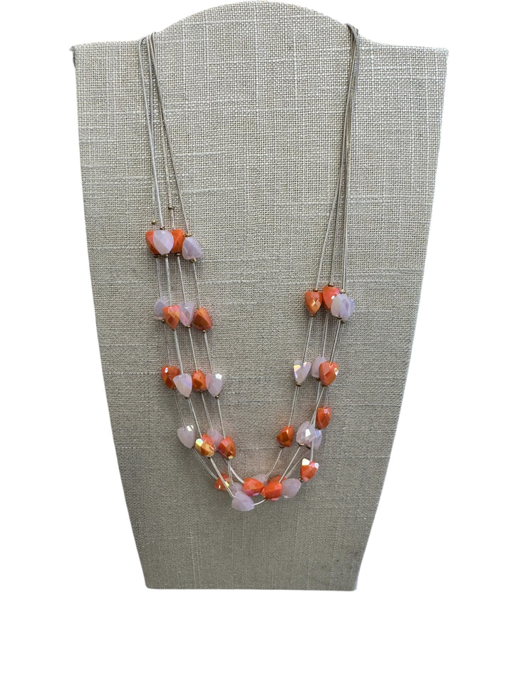 CORAL & PINK 4 STRAND NECKLACE