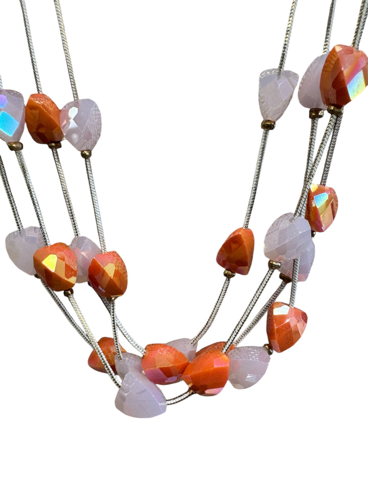 CORAL & PINK 4 STRAND NECKLACE