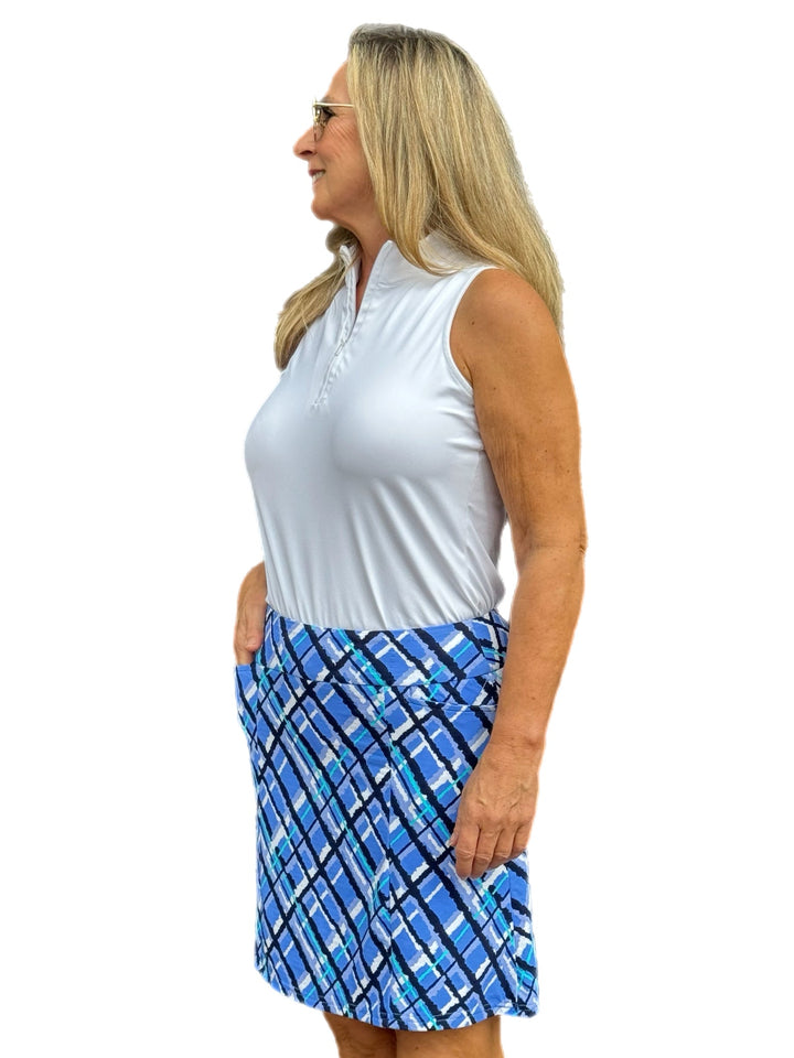 GINNY BLUE PLAID 2 POCKET SKORT
