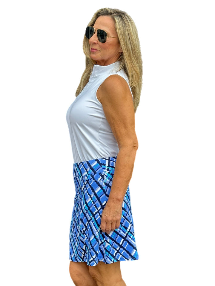 GINNY BLUE PLAID 2 POCKET SKORT