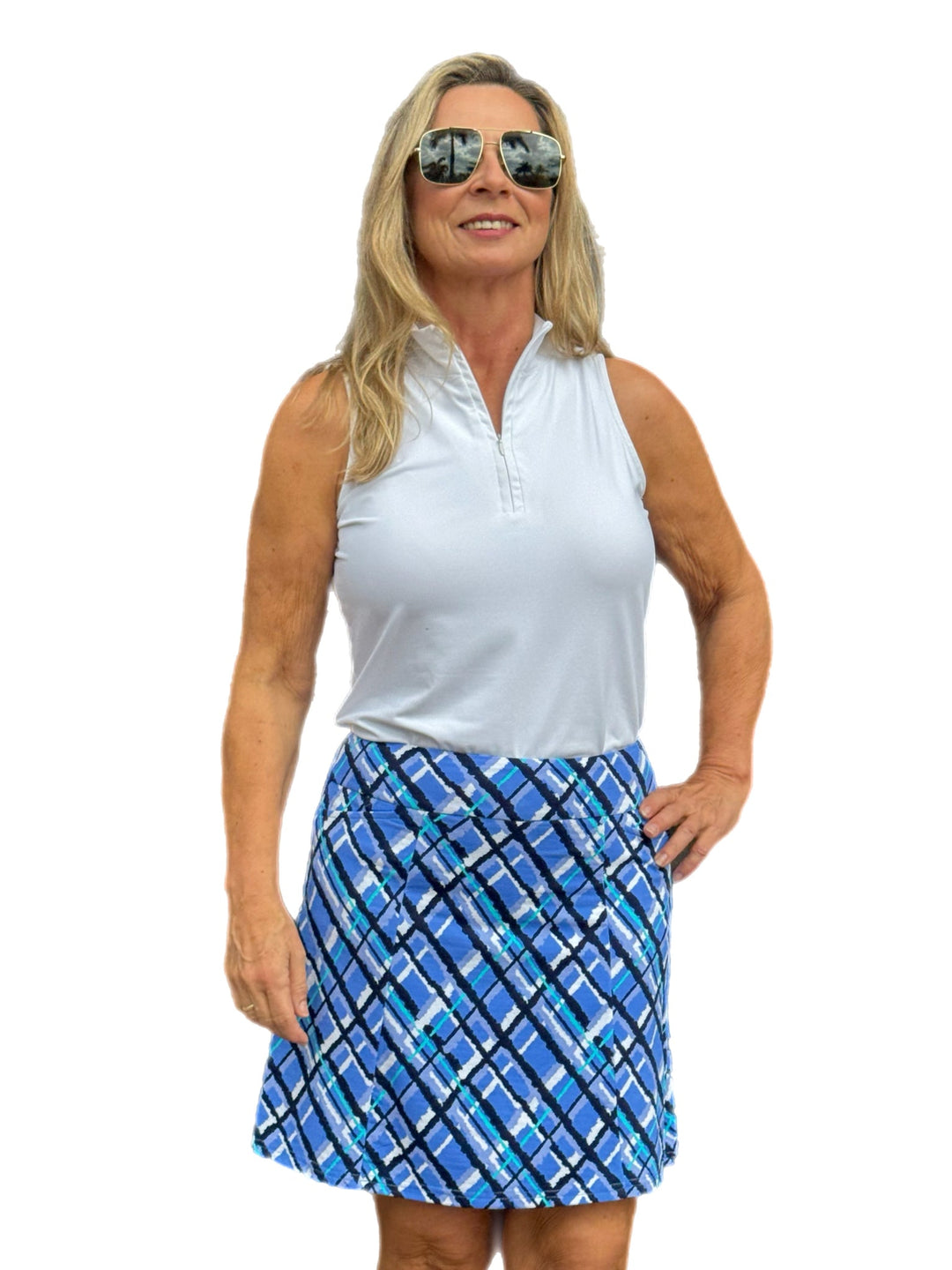GINNY BLUE PLAID 2 POCKET SKORT