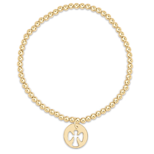 GUARDIAN ANGEL GOLD DISC 3MM BEAD BRACELET