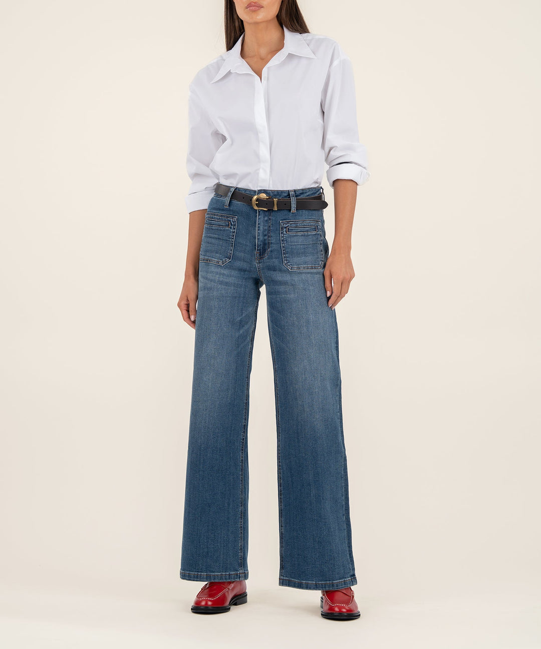 JEAN ADVENTURE WASH HIGH RISE WIDE LEG W/ PATCH POCKETS