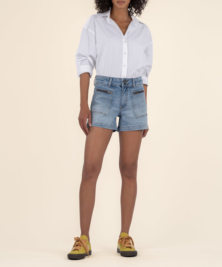 JANE HIGH RISE PATCH POCKET LONG SHORTS