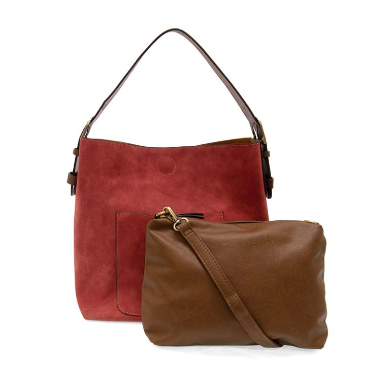 RUST RICH FAUX SUEDE HOBO HANBAG