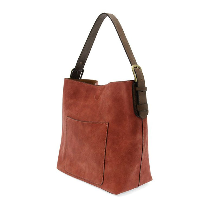 RUST RICH FAUX SUEDE HOBO HANBAG