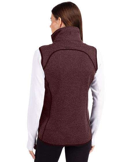 HEATHER BORDEAUX MAINSAIL SWEATER KNIT ASYMMETRICAL ZIP VEST