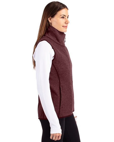HEATHER BORDEAUX MAINSAIL SWEATER KNIT ASYMMETRICAL ZIP VEST