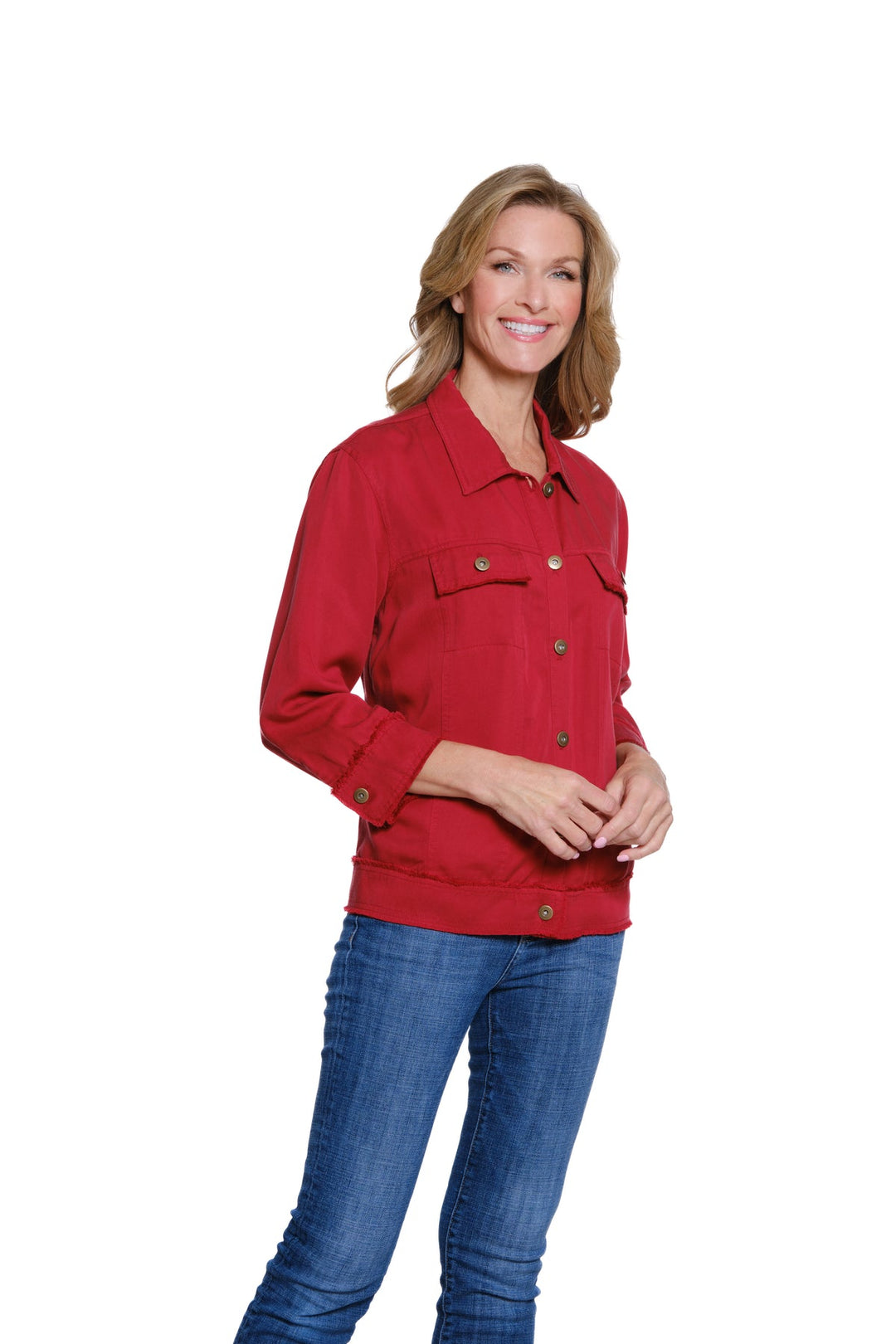 CHILI PEPPER FRINGE HEM JEAN JACKET
