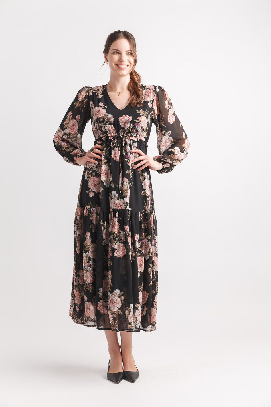 BLACK FLORAL MAXI DRESS