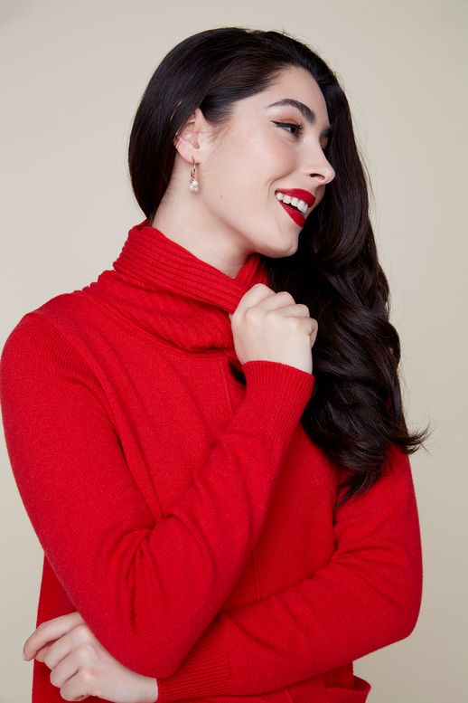 BERRY SOFT YARN COWL SWEATER