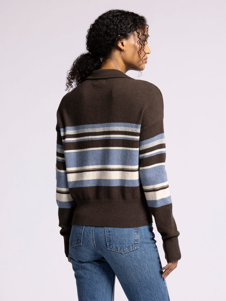 AALIYAH CHOLOCATE STRIPE COLLARED SWEATER
