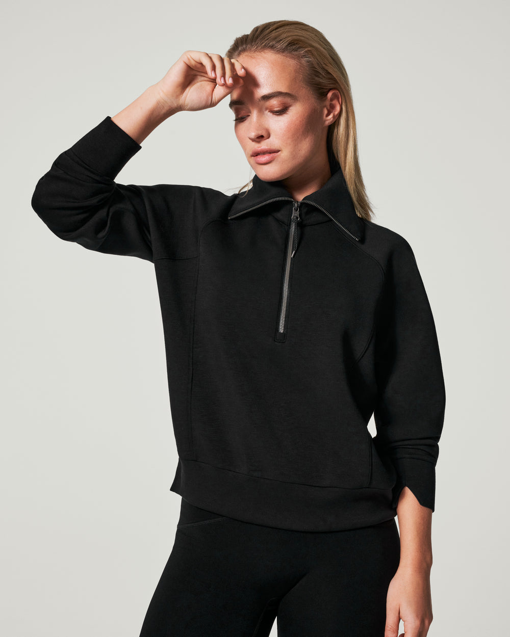 SPANX BLACK AIRESSENTIALS HALF ZIP