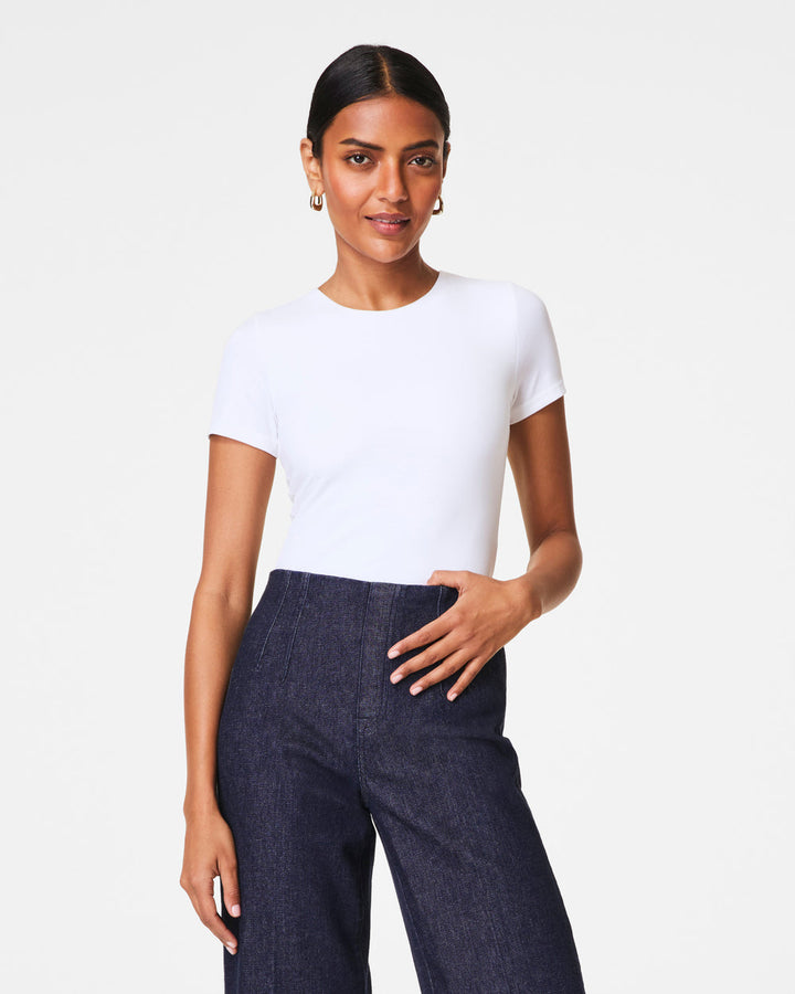 SPANX CLASSIC WHITE JERSEY CREWNECK TEE