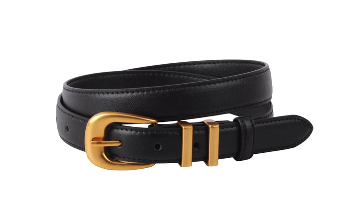 BLACK & GOLD 1" LEATHER BELT