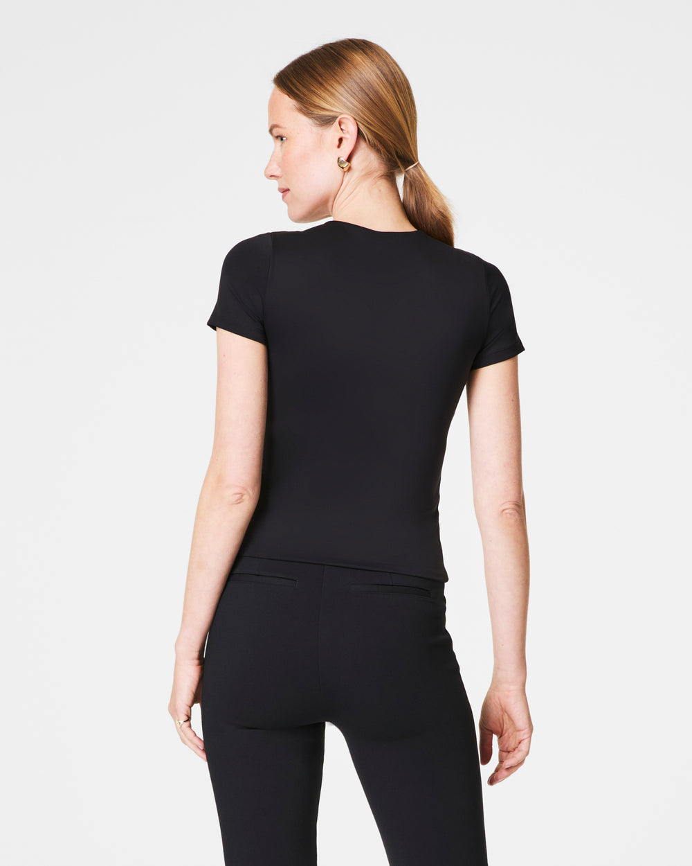 SPANX CLASSIC BLACK JERSEY CREWNECK TEE