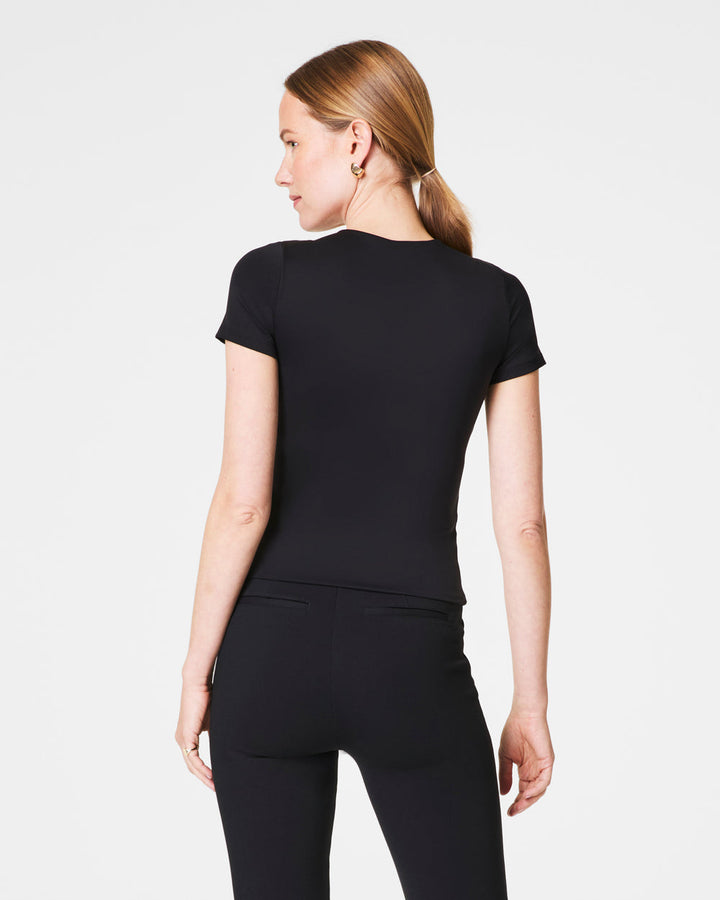 SPANX CLASSIC BLACK JERSEY CREWNECK TEE