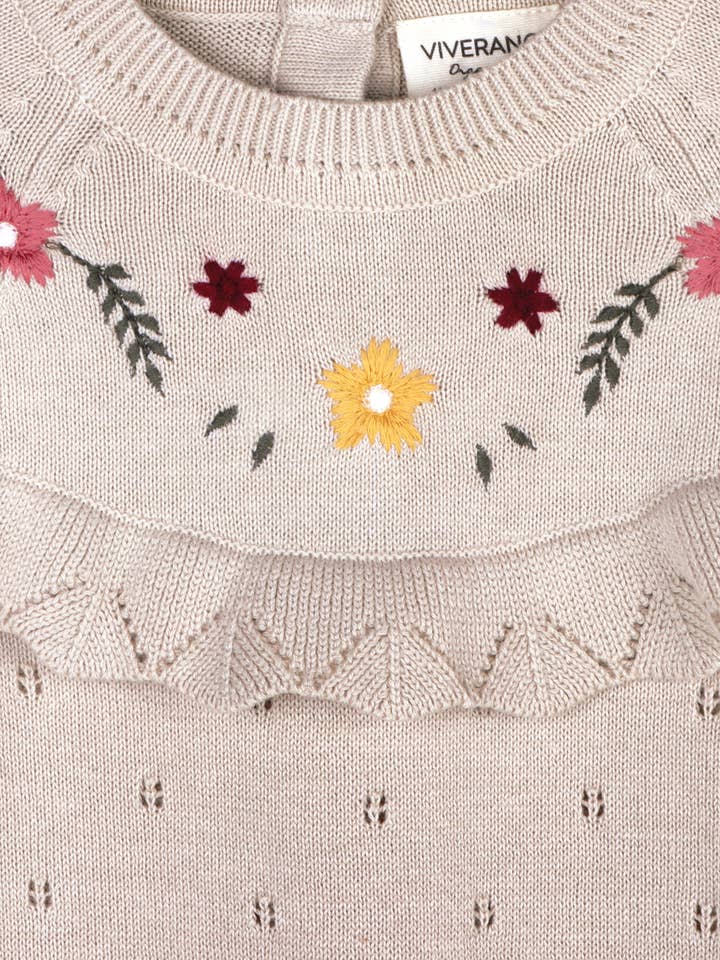 FLORENCE FLORAL EMBROIDERED ORGANIC POINTELLE ROMPER