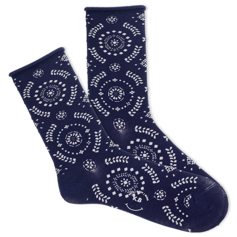 RADIAL FLORAL ROLL TOP SOCKS