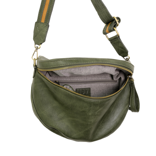 FOREST GREEN LAURA CONTRAST STRAP SLING/BELT BAG